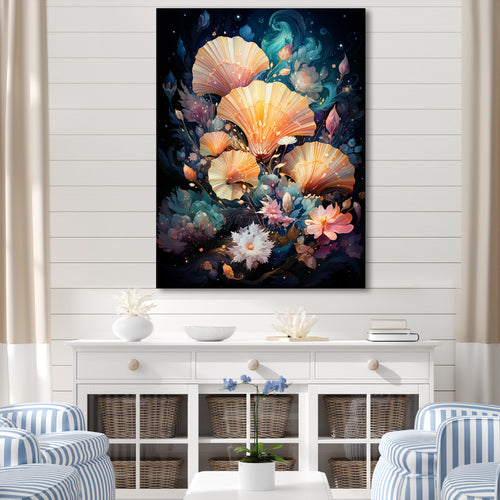 Seashells In A Cosmic Galaxy - Seashell Living Room Wall Art