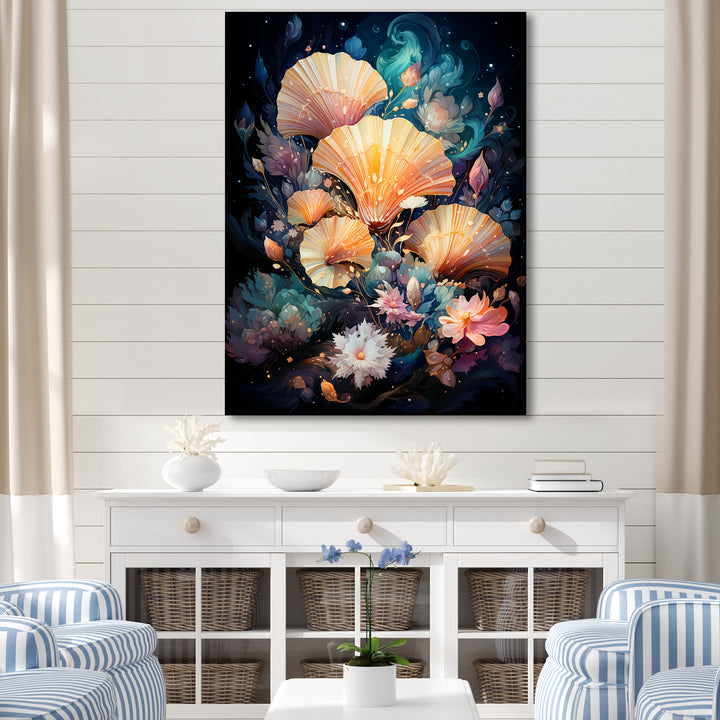 Seashells In A Cosmic Galaxy - Seashell Living Room Wall Art