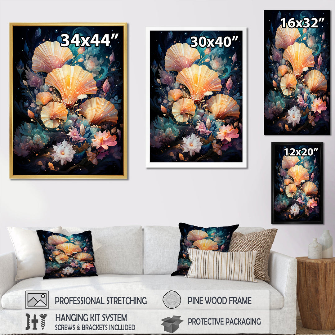Seashells In A Cosmic Galaxy - Seashell Living Room Wall Art