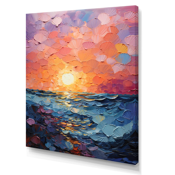 Coastal Harmony Dreamscape Sunset - Seashell Canvas Wall Art