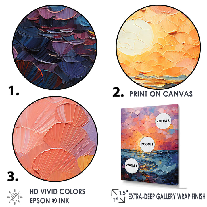 Coastal Harmony Dreamscape Sunset - Seashell Canvas Wall Art