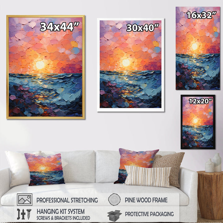 Coastal Harmony Dreamscape Sunset - Seashell Canvas Wall Art