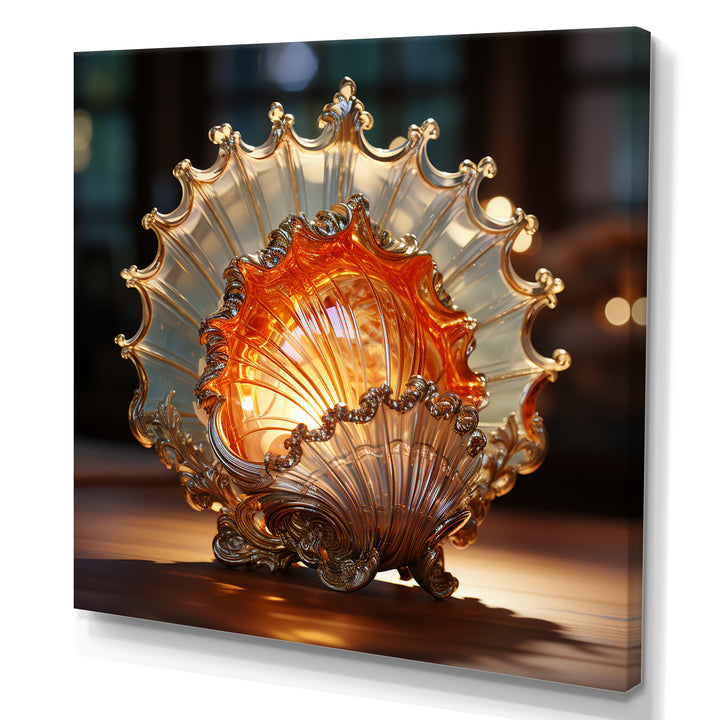 Magical Golden Seashell Relics - Beige Seashell Wall Art