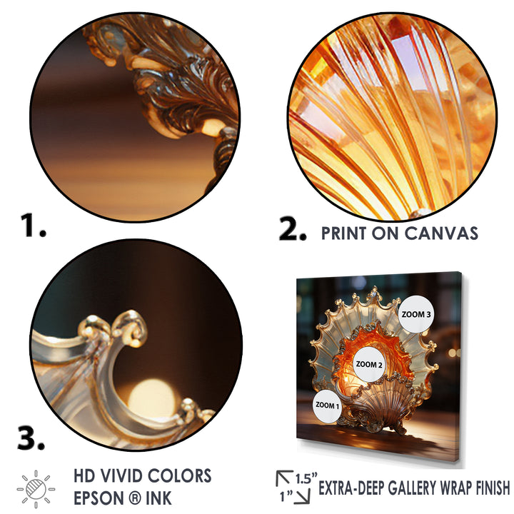 Magical Golden Seashell Relics - Beige Seashell Wall Art
