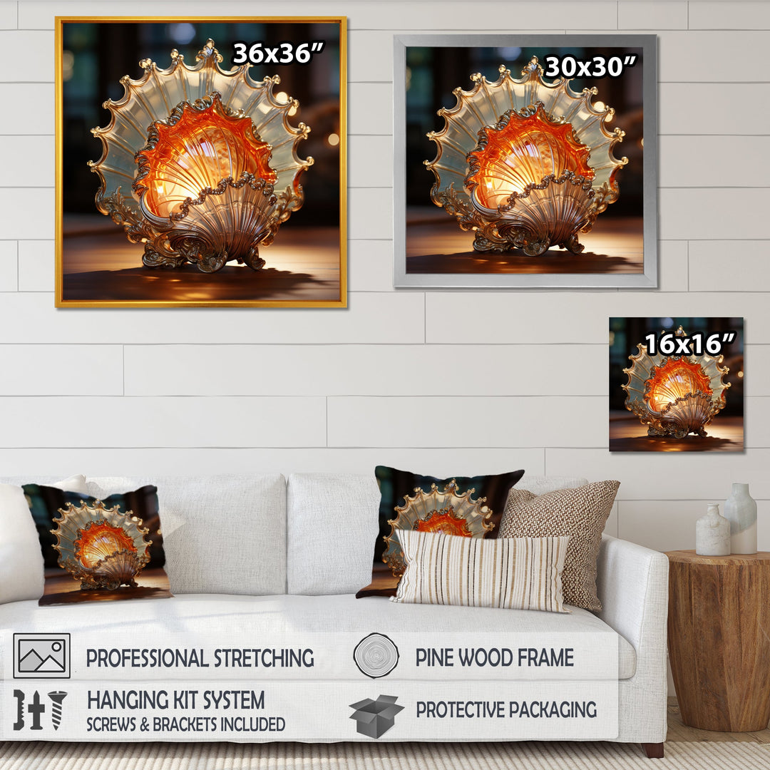Magical Golden Seashell Relics - Beige Seashell Wall Art