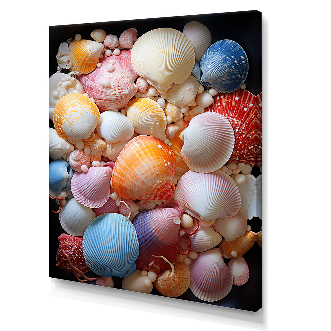 Seashells On Dreamy Tide - Seashell Framed Canvas Art