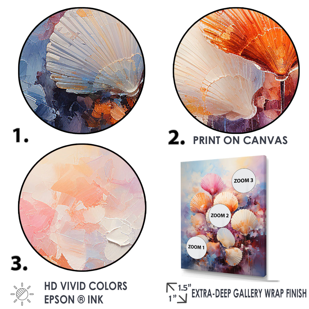 Multicolor Seashells Coastal Collage - Seashell Large Canvas Wall Art