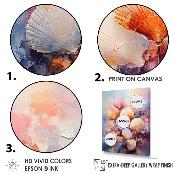 Multicolor Seashells Coastal Collage - Seashell Large Canvas Wall Art