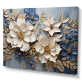 Beige And Blue Seasonal Flowers Composition - Floral Canvas Wall Art