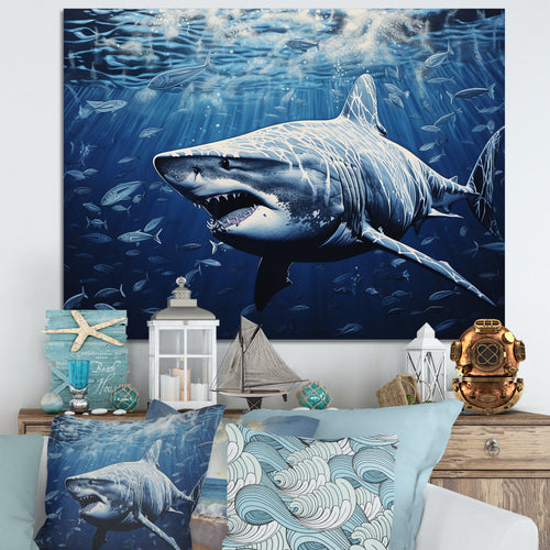 Bull Shark Depths Photography - Shark Framed Canvas Art