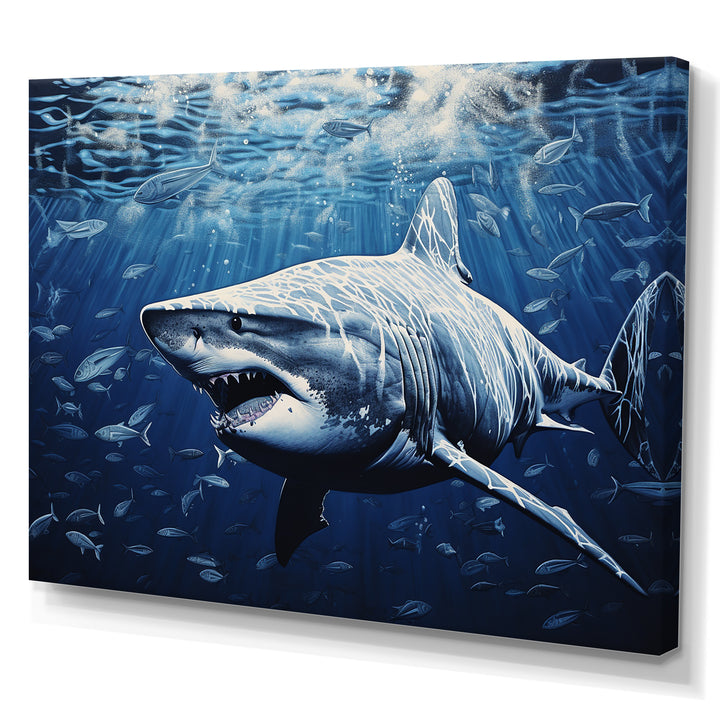 Bull Shark Depths Photography - Shark Framed Canvas Art