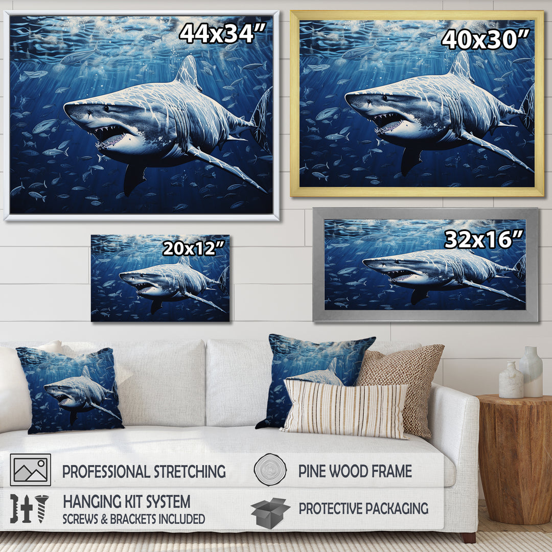 Bull Shark Depths Photography - Shark Framed Canvas Art
