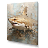 Minimalism Shark Painting In Golden Beige - Shark Canvas Wall Art
