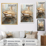 Minimalism Shark Painting In Golden Beige - Shark Canvas Wall Art