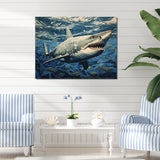 Shark Echo Painting - Shark Framed Canvas Art
