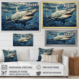 Shark Echo Painting - Shark Framed Canvas Art