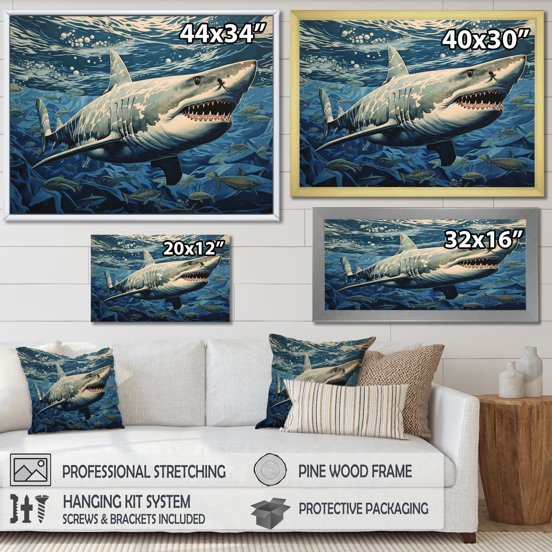 Shark Echo Painting - Shark Framed Canvas Art