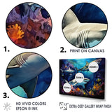 Shark Haven Under Water Painting - Shark Large Canvas Wall Art
