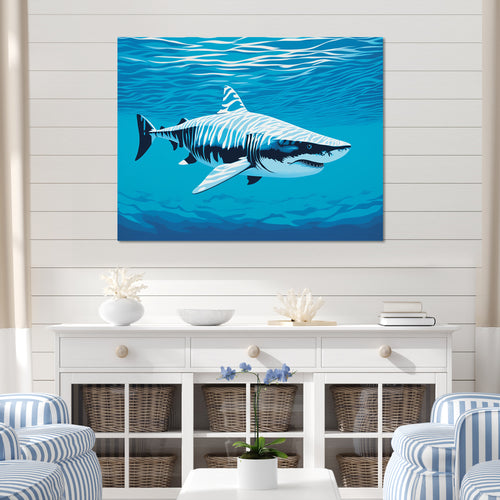 Tiger Shark Territory - Shark Living Room Wall Art