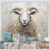 Cozy Beige Minimalism Sheep - Sheep Canvas Wall Art