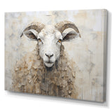 Cozy Beige Minimalism Sheep - Sheep Canvas Wall Art