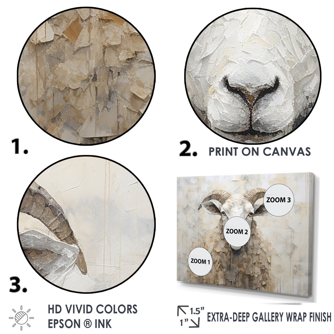 Cozy Beige Minimalism Sheep - Sheep Canvas Wall Art