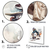 Skateboarder Charm In Winter - Skateboard Canvas Wall Art