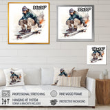 Skateboarder Charm In Winter - Skateboard Canvas Wall Art