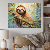 Mellow Climbing Sloth - Sloth Framed Canvas Art
