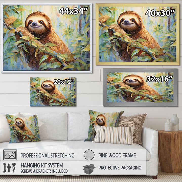Mellow Climbing Sloth - Sloth Framed Canvas Art