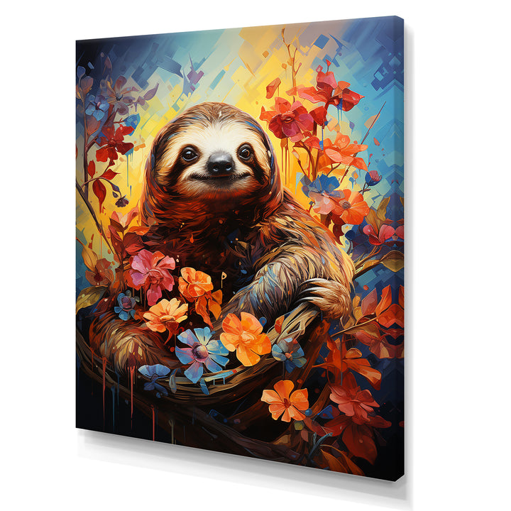 Mellow Flower Sloth - Sloth Home Decor Art