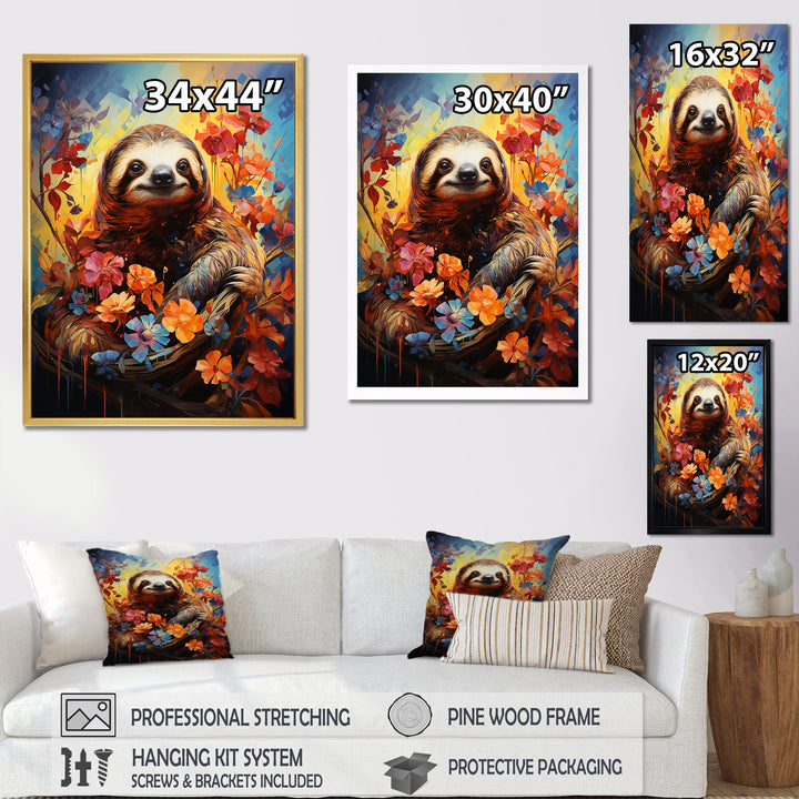 Mellow Flower Sloth - Sloth Home Decor Art
