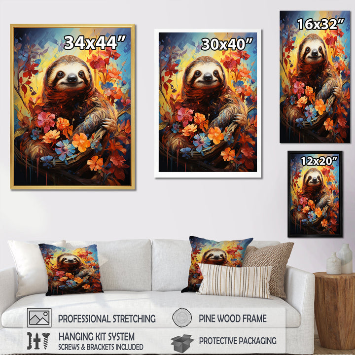 Mellow Flower Sloth - Sloth Home Decor Art