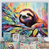 Colorful Pop Art Sloth - Sloth Living Room Wall Art