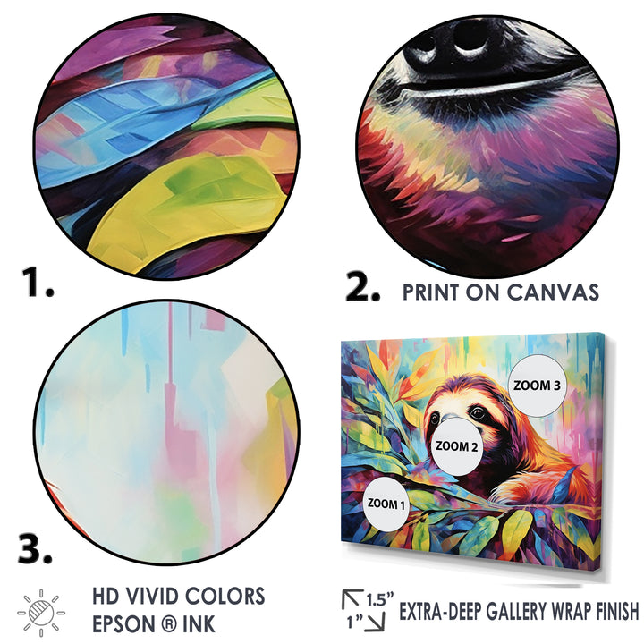 Colorful Pop Art Sloth - Sloth Living Room Wall Art