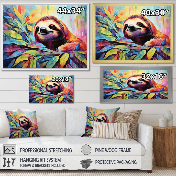 Colorful Pop Art Sloth - Sloth Living Room Wall Art