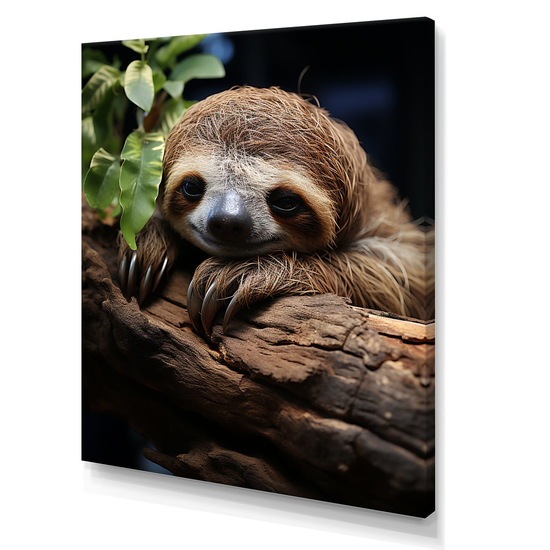 Rustic Repose Sloth - Sloth Canvas Wall Art