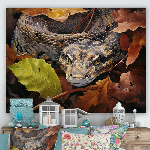 Foliage Slytherin Autumn Snakes - Brown Snake Wall Art