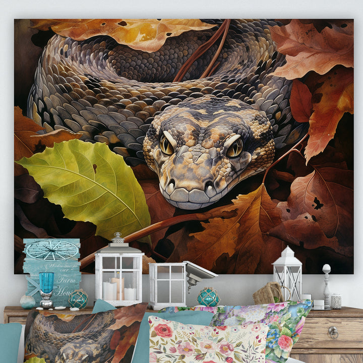 Foliage Slytherin Autumn Snakes - Brown Snake Wall Art