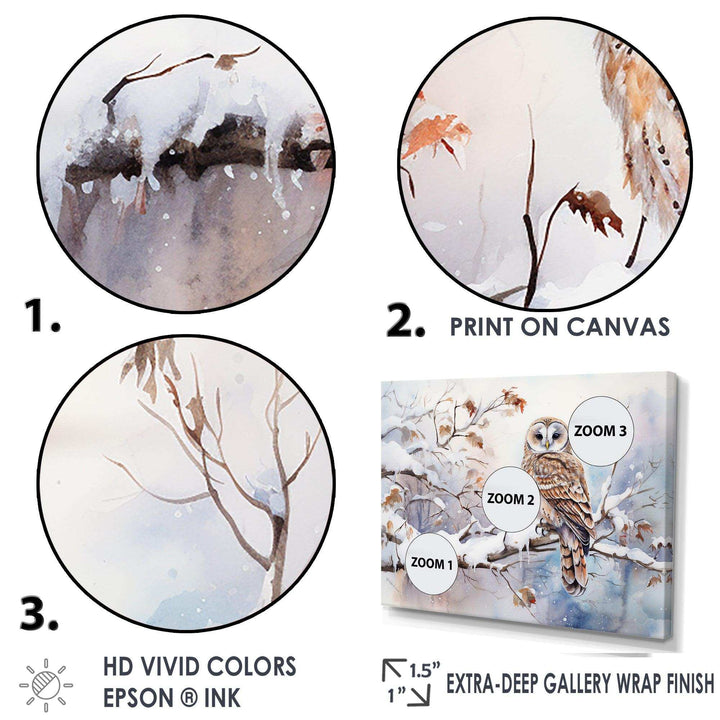 Winter Snowy Owl Charm Landscape - Landscapes Canvas Wall Art