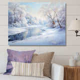 Winter River Snow Charm Landscape IV - Landscapes Canvas Wall Art