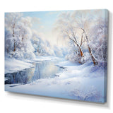 Winter River Snow Charm Landscape IV - Landscapes Canvas Wall Art