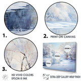 Winter River Snow Charm Landscape IV - Landscapes Canvas Wall Art