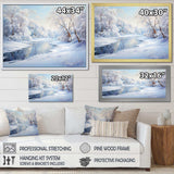 Winter River Snow Charm Landscape IV - Landscapes Canvas Wall Art