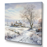 Farmhouse Snow Winter Scenery - Landscapes Canvas Wall Art