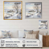 Farmhouse Snow Winter Scenery - Landscapes Canvas Wall Art