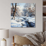 Snow River Winter Scenery - Landscapes Canvas Wall Art