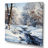 Snow River Winter Scenery - Landscapes Canvas Wall Art