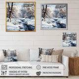 Snow River Winter Scenery - Landscapes Canvas Wall Art