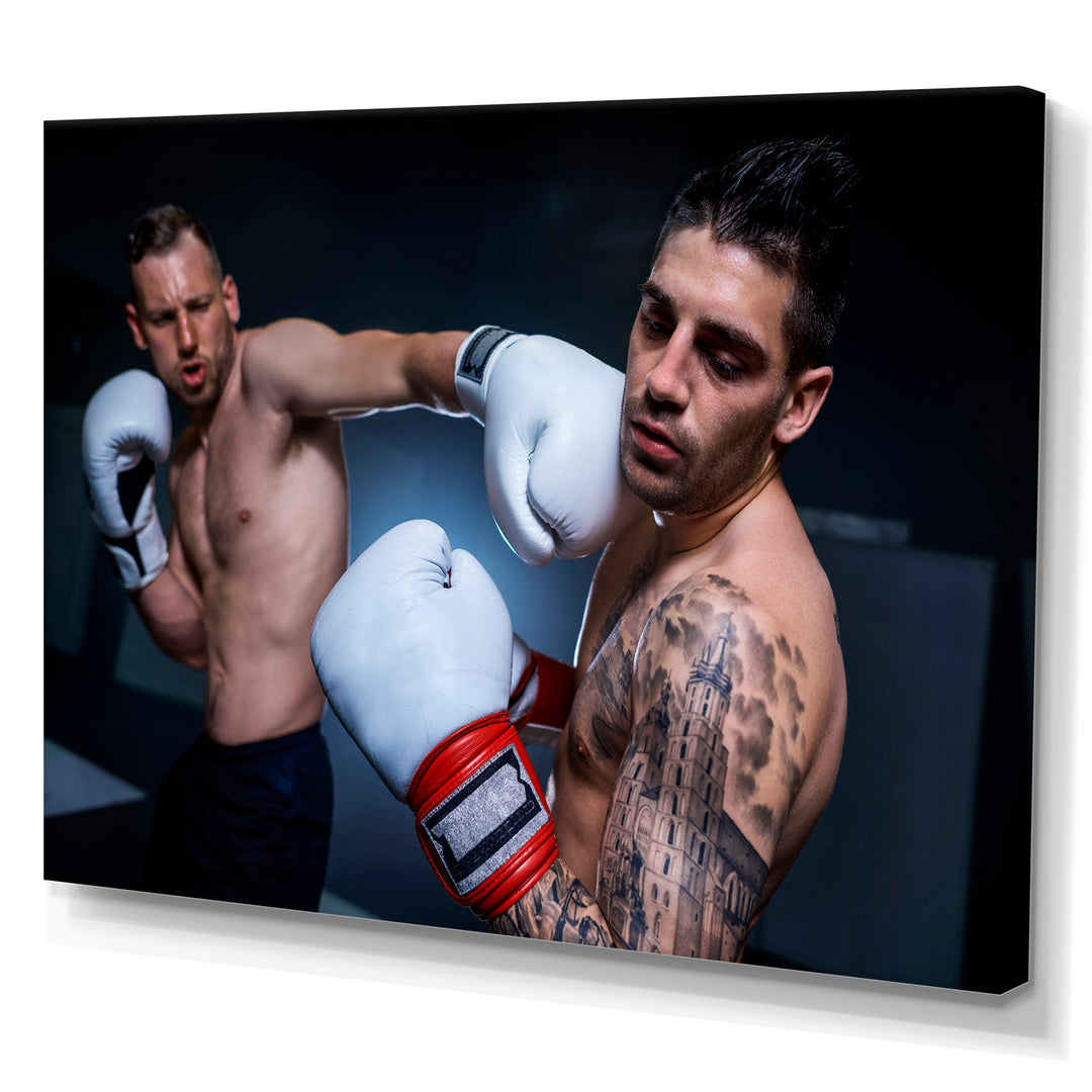 Boxing March Of Two Male Boxers - Sport Boxer Canvas Wall Art